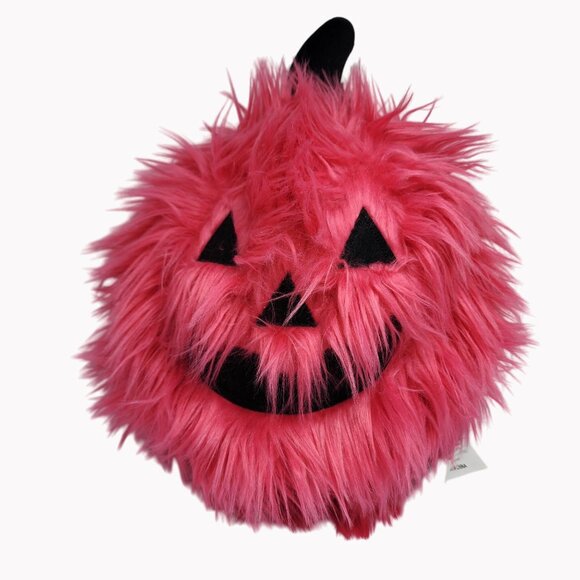 Cupcakes and Cashmere Pink Faux Fur Pumpkin Plush Fall Decor 15 Inch - Picture 1 of 7